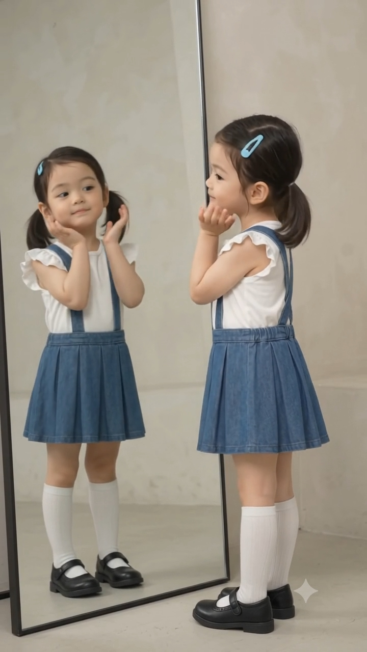 Cute Girl Mirror Moment | Sweet Childhood & Kids Fashion Video
